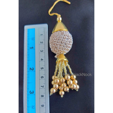 2 x Copper And Gold Tassels, Copper Crochet Ball Tassels, Bridal Tassels
